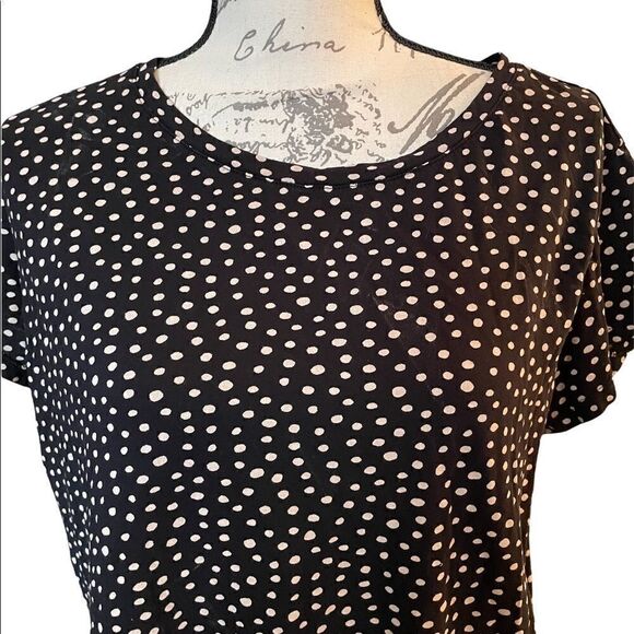 H&M black and white polka dot short sleeve top size Large - Picture 2 of 4